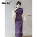 Olivegirl Chinese Purple Dress Cheongsam Qipao Young Style Elegant High-end Purple Waist Slim Dress Summer 2026