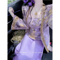 Luxury Coat Jacket Embroidered 3D Relief Suspender Skirt Three Piece Set Fashion Traditional Chinese Clothing