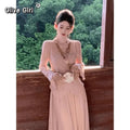 Pink Shirt Sequin Elegant Set Chinese Waist Cinched Top Half Skirt High-end Gentle Temperament Two-piece Set 2026 Spring Autumn
