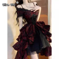 French Lolita Dress Black and Red Jacquard Wave Dress Lolita Luxury Fluffy Princess Dress Women Cosplay Costumes Collection 2026