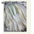 Improved Hanfu Shorts Set | Embroidered Floral Shirt & Suspender | Modern Chinese Summer Outfit