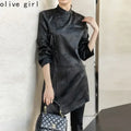 Black Qipao Dress Cheongsam Chi-pao Improves Women's Clothing Chinese Traditional Dress Embroidery Jacquard Spring and Autumn