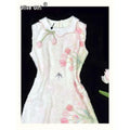 Olivegirl 2026 Summer Dress Tulip Chinese Petal-Necked Print Sleeveless Wrap-Up Bodice-Chasing Qipao Cheongsams Dresses