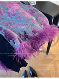 Elegant Vest Women's Clothes 2025 Autumn Feather Splicing Top Traditional Chinese Clothing Coats Jackets