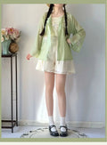 Improved Hanfu Shorts Set | Embroidered Floral Shirt & Suspender | Modern Chinese Summer Outfit