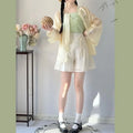 Improved Hanfu Shorts Set | Embroidered Floral Shirt & Suspender | Modern Chinese Summer Outfit