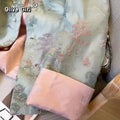 Green Pink Jacket Coat Lace Embroidery Fabric Women's Top High-end V-neck Retro Light Luxury Tang Style Clothing 2026