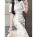 Olivegirl Jacquard Fabric Qipao Long Dress Chinese Cheongsams Exquisite Luxury High-end Elegant Temperament Women's Dress