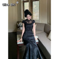 Olivegirl High End Dress Elegant Sweet 2026 Jacquard Lace Patchwork Slim Fish Tail Dresses Qipao Cheongsam Spring Summer Retro