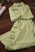 High End Cheongsam Dress Girls Chi-pao Chinese Qipao Green Elegant Sweet Retro Young Style Improved Women's Dress Spring Summer