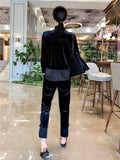Fashion Gold Velvet Set Women's Plate Buckle Splicing 2026 Spring New Style Retro Style Coat Women's Clothing