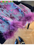 Elegant Vest Women's Clothes 2025 Autumn Feather Splicing Top Traditional Chinese Clothing Coats Jackets