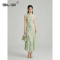 Olivegirl 2026 Chinese style dress women's clothing qipao summer Cheongsams green improved cheongsam fishtail dresses high-end