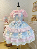 Summer Japanese Style Kawaii Lolita Dress Women Party Vintage Sweet Lace Bow Birthdays Cake Dresses Harajuku Y2k Bandage Dress