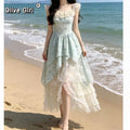 Olivegirl French Dress Floral Suspender Sexy Sweet Lolita Spring Summer 2026 Irregular Trailing Fairy Dresses Women's Clothing