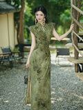 Olivegirl Women's Dress Qipao 2026 Green Cheongsam High End Elegant Young Chinese Retro Daily Summer Clothing