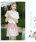 Olivegirl Chinese style improved jacquard top blouse one-piece woven gold embroidered horse face short skirt women's clothing