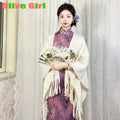 Purple Lace Cheongsam Dress Qipao Elegant Sweet Print High-end Cheongsam with Exquisite Traditional Chinese Women's Clothing