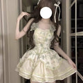 Olivegirl Summer Lolita Dresses Design Bow Sweet Date Dress Princess Loli Strap Fishbone Dress