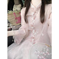 Women's Two Pieces Outfits Embroidered Pink Flower Top Short Skirt Traditional Chinese Clothing Women's Summer 2024 High-end Set
