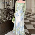 Olivegirl Sexy Camisole Dress Women's Clothing Lace Patchwork Print 2026 Summer French Elegant Vacation Dress Cardigan