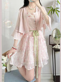 Pink Butterfly Hanfu Set | Embroidered Camisole Skirt | Sweet Fairy Cosplay Costume
