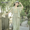 Hanfu Lantern Pants Set | Sweet Purple Green | Improved Chinese Casual Summer Outfit