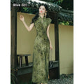 Olivegirl Women's Dress Qipao 2026 Green Cheongsam High End Elegant Young Chinese Retro Daily Summer Clothing