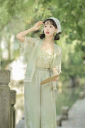 Hanfu Lantern Pants Set | Sweet Purple Green | Improved Chinese Casual Summer Outfit