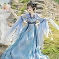 Pink Gradient Hanfu Dress | Embroidered Chinese Cosplay Costume | Halloween & Party