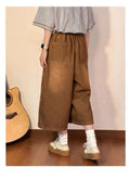 Olivegirl High End Cute Jean American Retro Pants Cartoon Embroidered Women's Seven Point Shorts Trousers Summer Wide Leg Pants