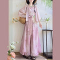Olivegirl Hanfu Women's Outfits Daily Versatile Short Sleeved Shirt Flower Bud Pants Shorts Summer 2026 Cosplay Women's Clothing