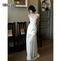 Olivegirl Sexy Off-shoulder Maxi Dress Wisteria Embroidery 2026 Women's Clothing Summer Long Dress with Patchwork Net Dresses
