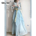 Chiffon Hanfu Dress | Floral Embroidery Fairy Cosplay | Long Elegant Ancient Set