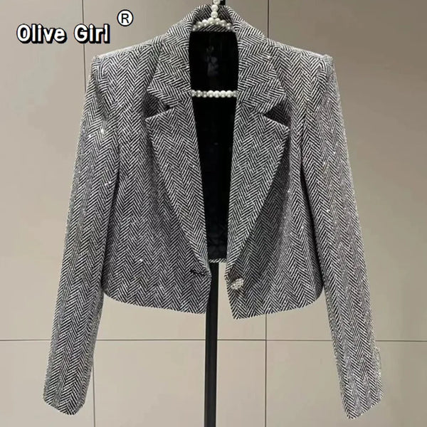 French Jacket Luxury High-end Bling Bling Coat Short Style Fragrant 2026 Spring Autumn Fashionable Long Sleeved Temperament Top