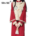 Embroidered Vest Qipao Dress Cheongsams Two-piece Set Red New Year Autumn Winter 2025 High-end Elegant Waist Cinching Dress