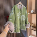 Thick Velvet Jacket Coat Cotton-padded Embroidered Green 2026 Winter Vintage Temperament High-end Exquisite Chinese Style