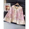 Outerwear Women's Coat Tops Light Luxury Temperament V-neck Embroidery 2025 Improved Chinese Style Top Half Skirt