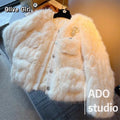 Luxury Women's Coat Clothing Winter High End Faux Fur Coats White Fur Super Beautiful Cotton Jacket Outwear Outfit