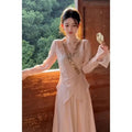 Pink Shirt Sequin Elegant Set Chinese Waist Cinched Top Half Skirt High-end Gentle Temperament Two-piece Set 2026 Spring Autumn