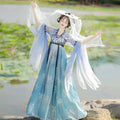 Pink Gradient Hanfu Dress | Embroidered Chinese Cosplay Costume | Halloween & Party