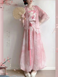 Olivegirl Hanfu Women's Song Style Short Shirt Flower Bud Pants Skirt Shorts Set Daily Summer Style
