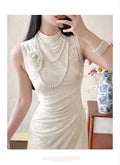 Olivegirl Wedding Dress Women's Qipao Cheongsam Jacquard White Retro Engagement Fish Tail Dress High-end Bridal Welcome Dress