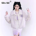 Olivegirl High End Purple Fur Plush Jacket Winter Women's Coat Lovely Super Warm Elegant Temperament INS Party New Year Live