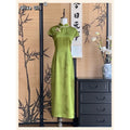 Chinese Dress Qipao Green Improved Cheongsam Summer Down Big Sleeves High End Long Dress Traditional Chinese Clothing