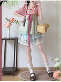 Olivegirl Hanfu Dress Embroidered Strap Skirt Short Sleeve Puff Skirt Lace Flower Chinese Sweet Women's Clothing Cosplay