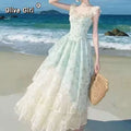 Olivegirl French Dress Floral Suspender Sexy Sweet Lolita Spring Summer 2026 Irregular Trailing Fairy Dresses Women's Clothing
