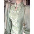 Women's Set Chinese Dress Cheongsam Chi-pao 2024 Summer Chinese Improved Qipao Slim Waist Hanging Neck Dress Sunscreen Cardigan