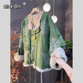 Thick Velvet Jacket Coat Cotton-padded Embroidered Green 2026 Winter Vintage Temperament High-end Exquisite Chinese Style