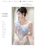 Olivegirl 2026 New Luxury Dress High-End Blue Evening Dress for Women Graduation Engagement Toasting Party Banquet Wear